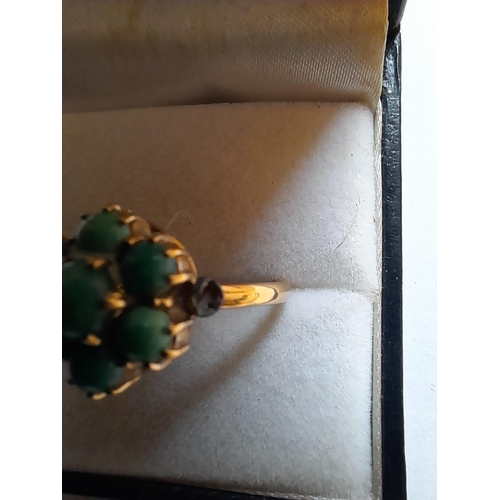 62 - 9 ct cluster ring , 1 x gold bauble missing 2.8 g