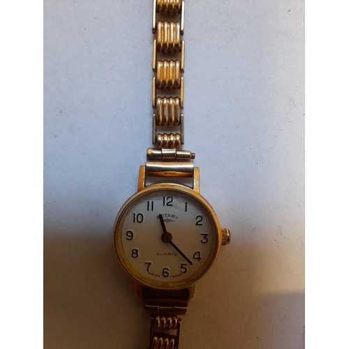 80 - Ladies 9 ct gold case and strap Rotary wristwatch gross weight 16 . 4 g