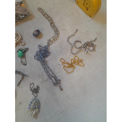 85 - Costume jewellery, milometer etc