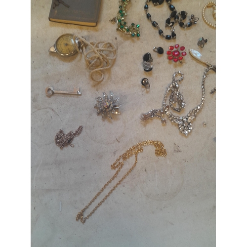 85 - Costume jewellery, milometer etc