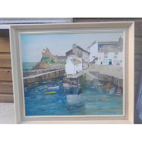 86 - 2 x Naive School acrylic on artist board Polperro signed Whipp