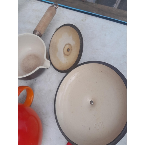 97 - Array of Le Creuset pans, condition varies