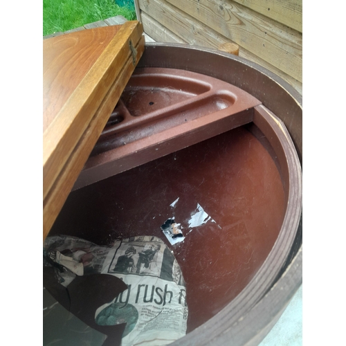 100 - 1960s circular teak sewing table in need of restoration