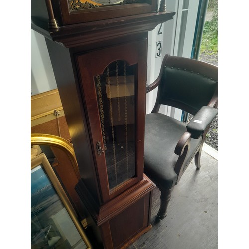 7 - A modern mahogany finished grandmother clock by Richard Broad of Bodmin, Cornwall, with three train ... 