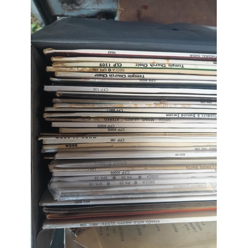 115 - HMV gramophone for spares, fully wound not releasing, with a box of classical records