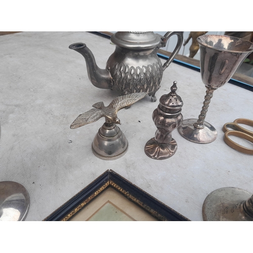 143 - Silver plated ware and hunting prints