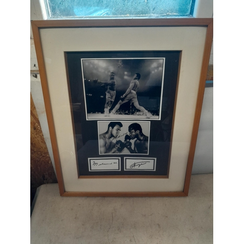 183 - Mohamad Ali v Joe Frazier facsimile signature B&W photograph F&G