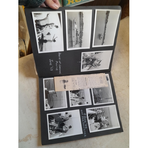 215 - 2 x scrap books of black and white photographs, one album fishing related the other family snaps