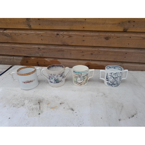 316 - 4 x late 19th / early 20th century cider mugs, God Speed Plough and others, note some crazing and ha... 