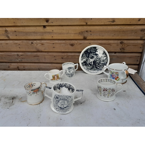 318 - Vintage Taunton Pottery cider mugs and plate, note some condition issues