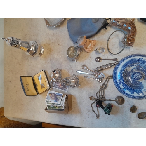 401 - Silver plated ware, pottery figure etc.