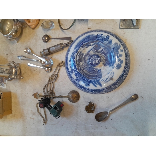 401 - Silver plated ware, pottery figure etc.