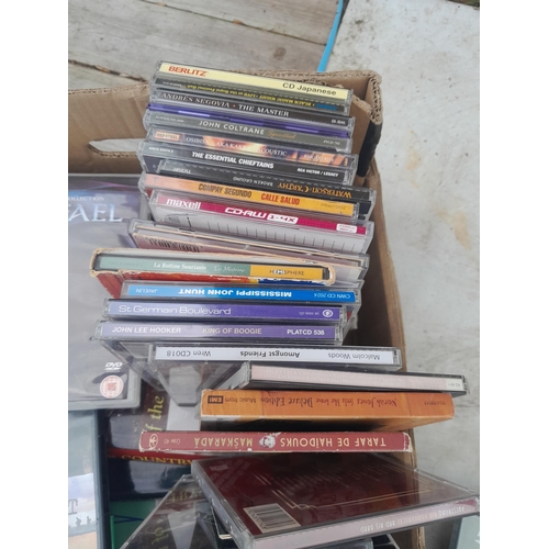 469 - Box of books mixed themed and CDS blues and jazz