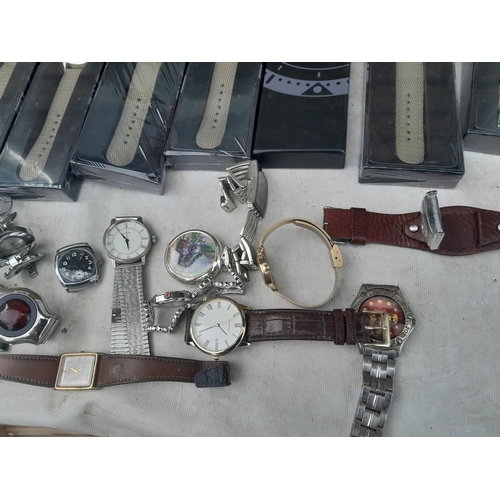 472 - Watches : New old stock boxed gents watches with canvas straps, vintage and modern wristwatches