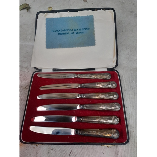 480 - Silver handled butter knives in presentation box