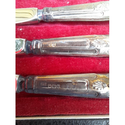 480 - Silver handled butter knives in presentation box