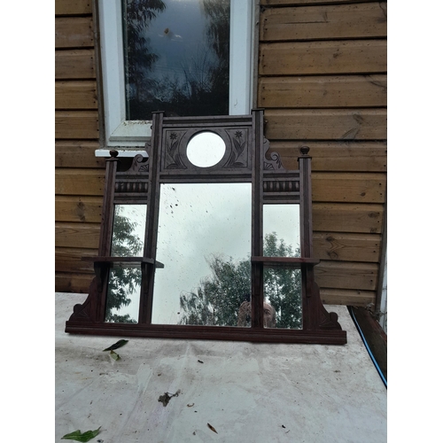 21 - Edwardian oak overmantel mirror