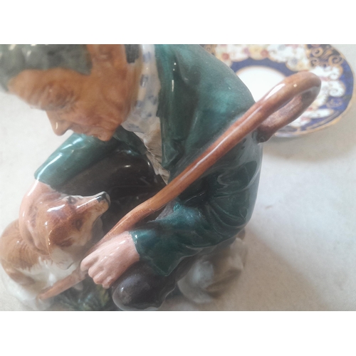 36 - Decorative china : Royal Doulton figure restored staff