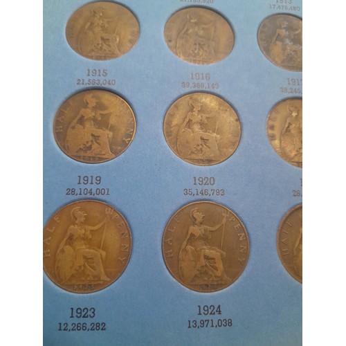 181 - Coins :  Collection of 37 Half Pennies  Edward VII & George V 1902 - 1936, 1902 NB Low Tide variant