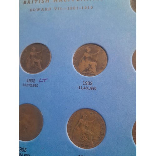 181 - Coins :  Collection of 37 Half Pennies  Edward VII & George V 1902 - 1936, 1902 NB Low Tide variant