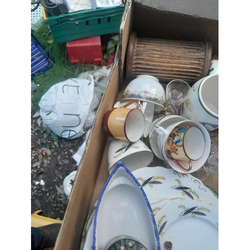 49 - Decorative china and ornaments : Indian blue and white pot, mobile phone, Torquay ware tea pot etc.