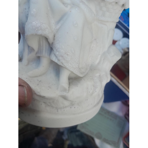 51 - Damaged Victorian style Parian figure, diaries from World War II era and later, tin openers, Honiton... 