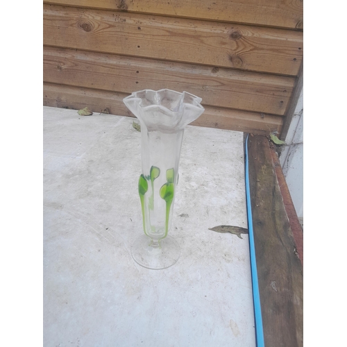 56 - 5 x pieces of mid 20th century glass : 2 x Whitefriars, 1 x overlaid green and clear vase, 1 x ice b... 