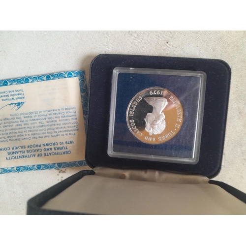 58 - Coin : 1979 Turks & Caicos Silver Crown in box of issue