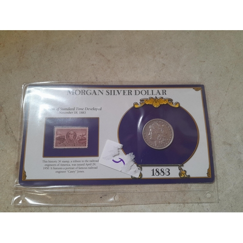 61 - Commemorative 1883 Morgan silver coin stamp cover