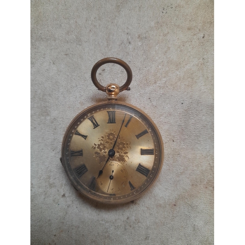 76 - Early 20th century pocket watch in 18 k case gross weight 75 g