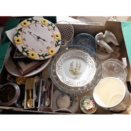 109 - Various boxes of decorative china glass cutlery Royal Doulton horse, mirror etc.