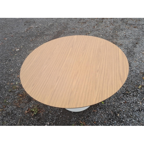 121 - Vintage Knoll Saarinen style Dining table with white tulip base and faux wood coloured top