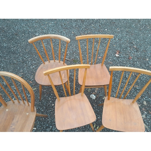 123 - 5 x vintage Golden Dawn coloured Ercol dining chairs