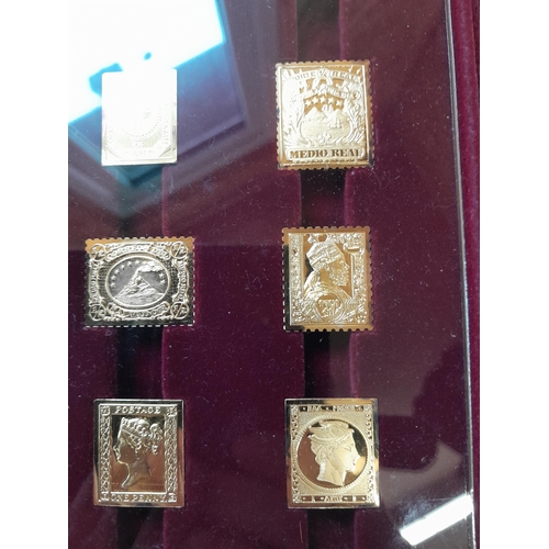 184 - Franklin Mint Official Gold on Silver Proofs of The Worlds First Stamps in folder with separate fold... 