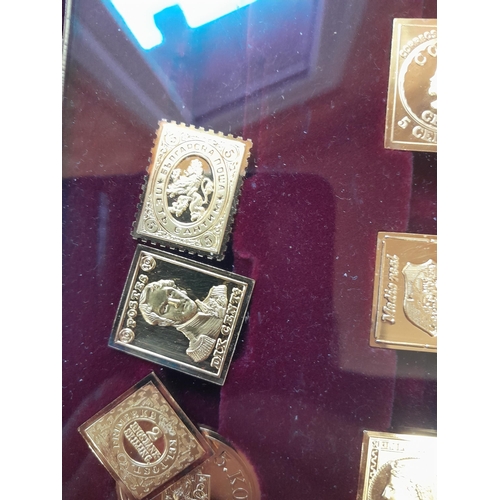 184 - Franklin Mint Official Gold on Silver Proofs of The Worlds First Stamps in folder with separate fold... 