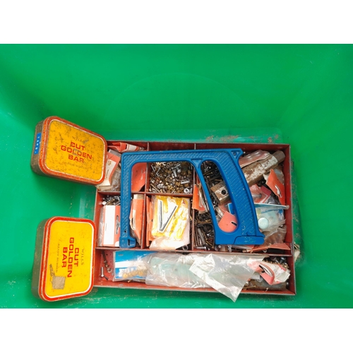 211 - Empty tool bags, Sealey Flood Light, fixings in a case etc.