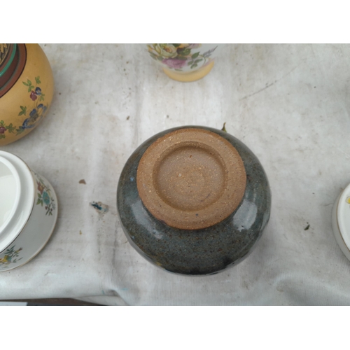 5 - Decorative china : Studio pottery, Damaged Clarice Cliff vase, Italian pottery etc.