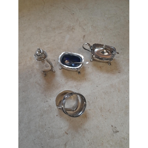 15 - Silver salts and serviette rings