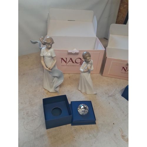 21 - 2 x boxed Nao figures & Swarovski crystal also boxed