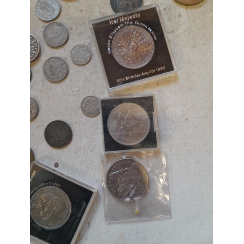 26 - Coins : Crowns, GB coinage, Victoria Pennies and later coins