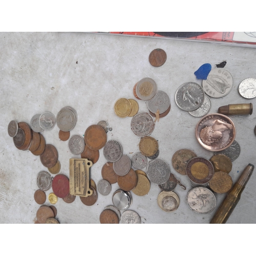 87 - Coins, Spider Man comic lighters etc.