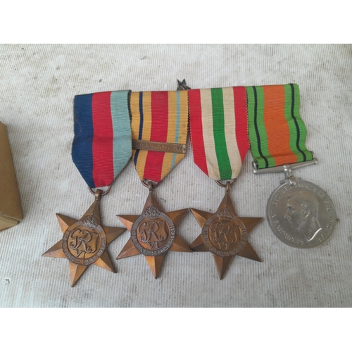 107 - World War II Medal group awarded to A E Adams, possible relation to George Adams (death plaque lot 1... 