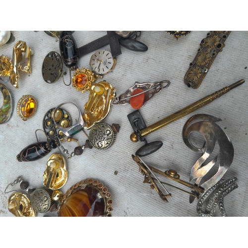 110 - Assorted costume jewellery, small amount of silver included