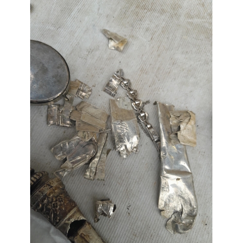 116 - Scrap and other silver items , ashtray, whistle etc.