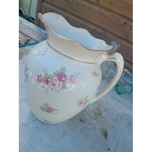 205 - Wash jug and chamber pot and other bottles advertising included