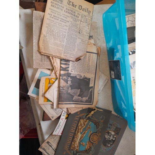 232 - Box of ephemera : key date newspapers, souvenir magazines etc.