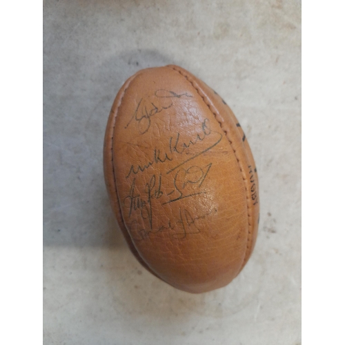 253 - Sporting interest : 2 x signature rugby balls (small size) signed by Welsh International squad Cardi... 