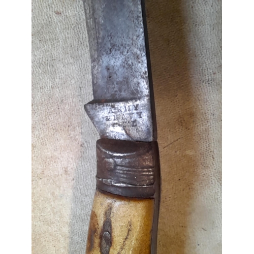 257 - Early 20th century antler folding pruning penknife : The Encore