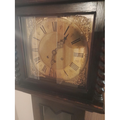 12 - Early 20th century oak Grandmother longcase clock