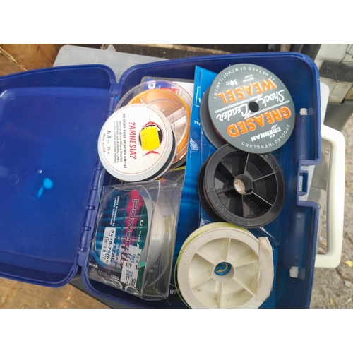 49 - Fishing tackle : various boxes of line, floats, weights lures etc.